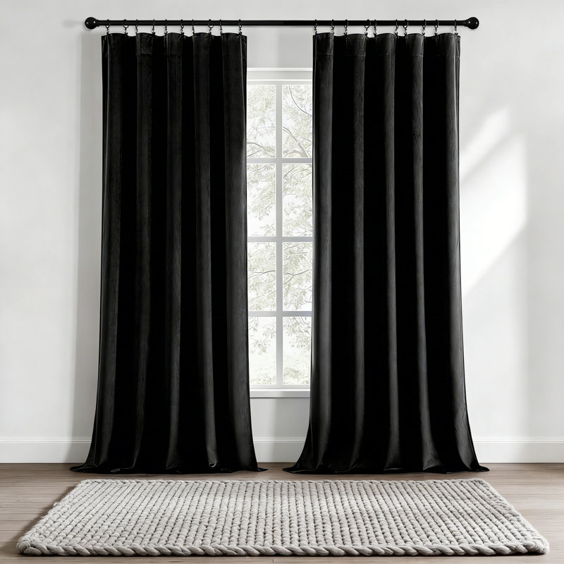 Rideaux occultants en velours noir, l 40 po x L 96 po