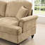 Canapé modulaire confortable à quatre places en chenille avec coussin incurvé, pieds fuselés, accoudoirs évasés et coussin décoratif pour accoudoirs posture, volants amovibles