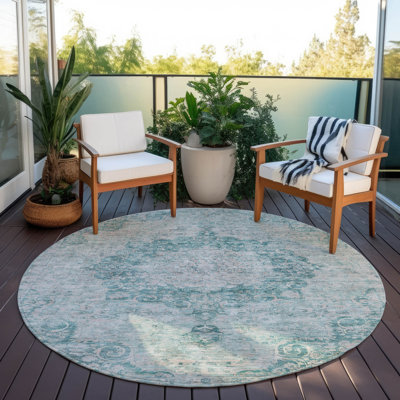 Tapis bleu sarcelle lavable intérieur / extérieur Arienne - LOOMlan