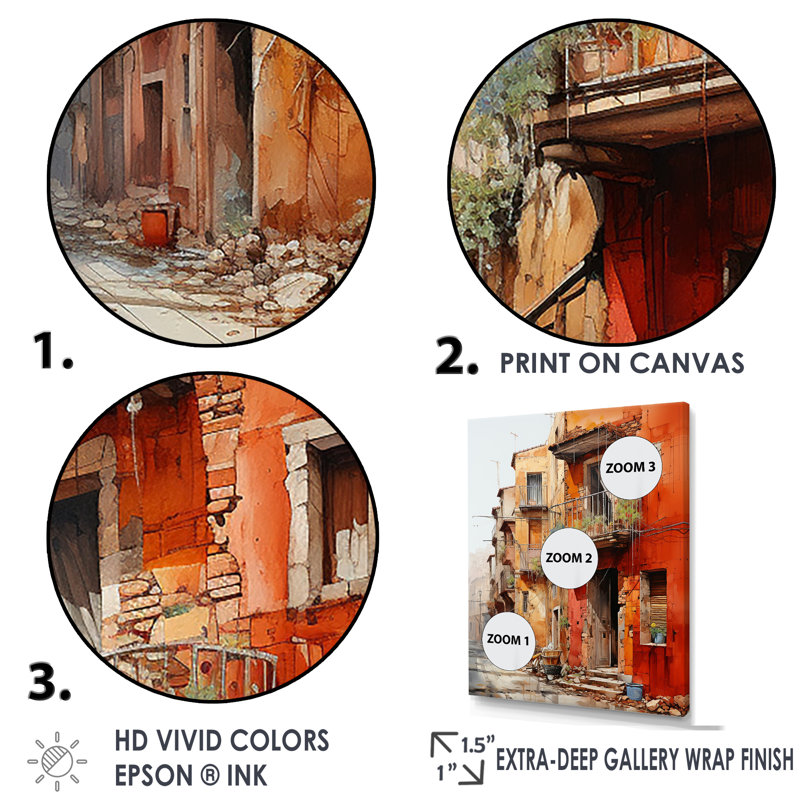 «City of Terracotta Townscape I», reproduction sur toile, Cadre photo noir simple, H 40 po x l 30 po x P 1,5 po
