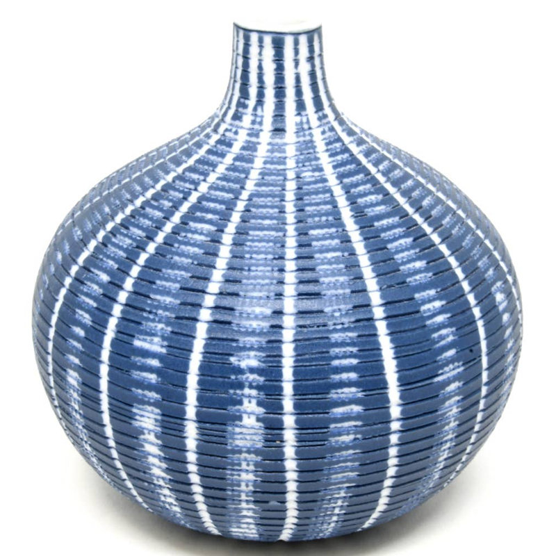 Bartrum Handmade Table Vase, 3.4" H x 3.2" W x 3.2" D, Blue