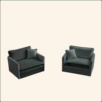 Ensemble de 2 chaises d'appoint, fauteuils rembourrés en chenille haut de gamme, chaises d'appoint de salon avec coussin décoratif, chenille
