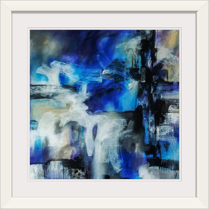 Peinture Mallon «Azure Dreams», Cadre blanc, H 32 po x l 32 po x P 1 po