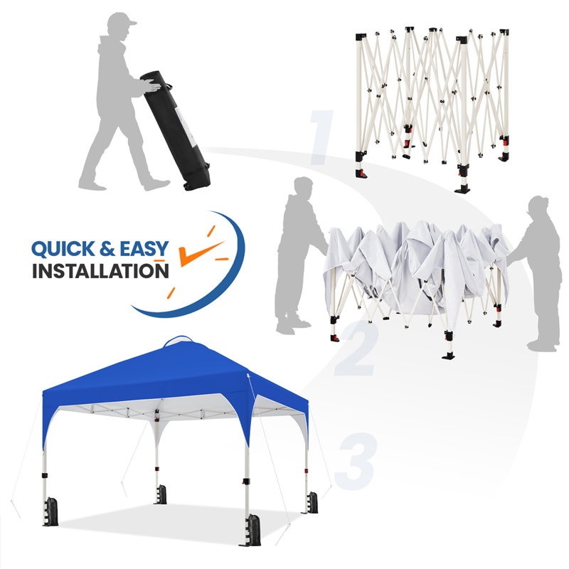 12x12 FT Pop Up Canopy Tent with Roller Bag and Sandbags, Blue