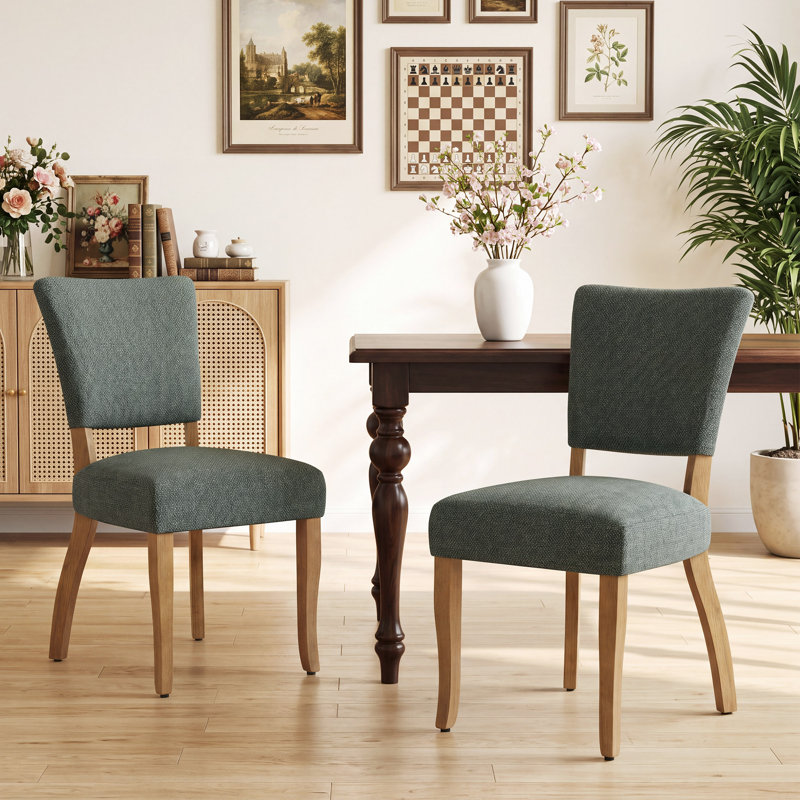 Chaise de salle à manger rembourrée de style milieu du siècle, chaise d'appoint avec coussin épais, pieds en bois massif