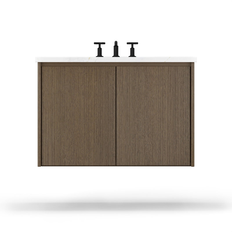 Gilded Single Bath Floating Vanity, Smoked Modern, 24"