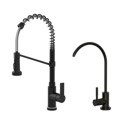 Commercial Pull-Down Kitchen Faucet with Drinking Water Faucet, 21.5 in. High Arc, Spray Head