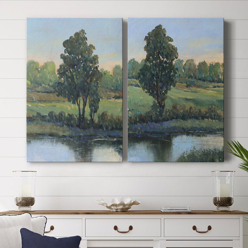 «Tree by the Riverbank» - Toile tendue avec châssis I-Premium, H 18 po x l 12 po