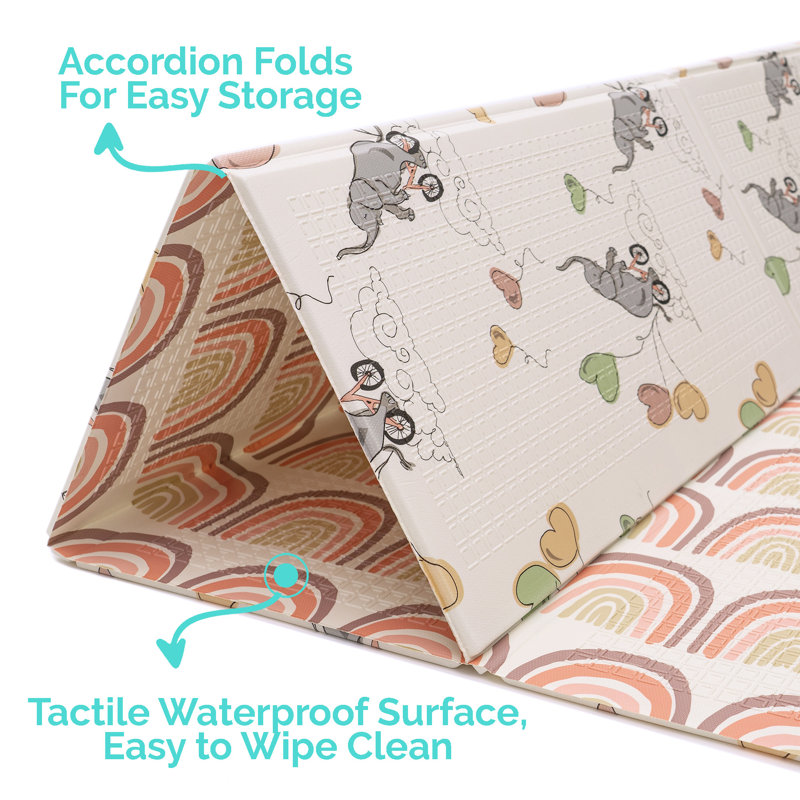 Tapis de jeu en mousse pliable JumpOff Jo, Éléphant et arc-en-ciel