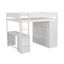 Lit mezzanine en bois avec placards et bureau à 2 tiroirs avec armoire-155542380