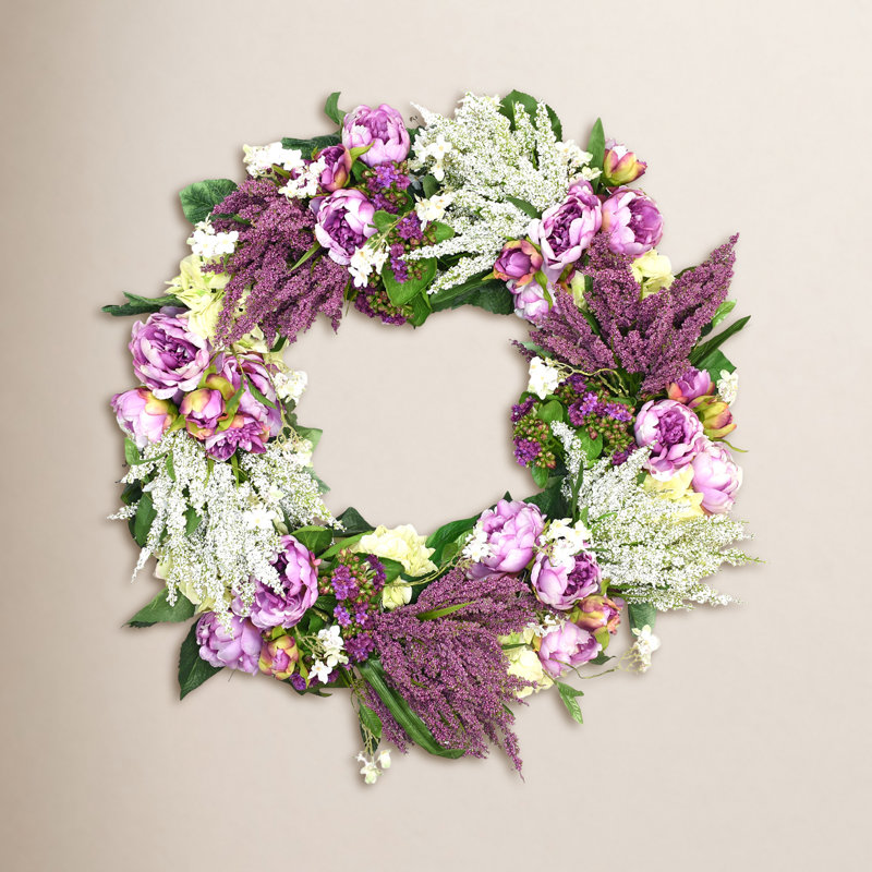 27" Peony, Heather And Hydrangea Wreath