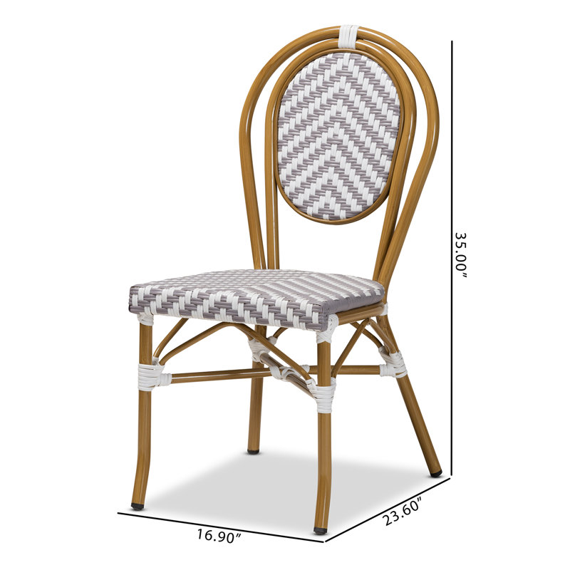 Classic French White and Grey Bamboo Style Dining Chair Set