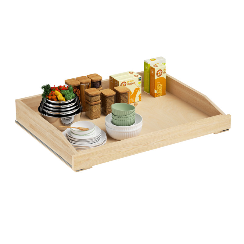 Rashun Single Pull Out Cabinet Organizer Soft Close Slide Out Wood Drawer Storage Shelves, 3.74" H x 29" W x 21" D