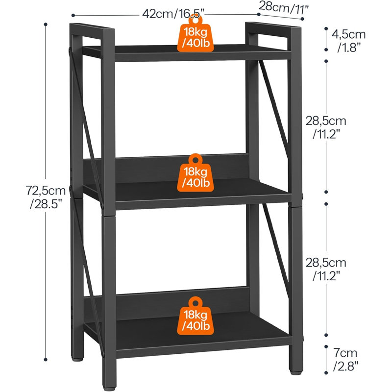 28.5 cm H x 16.5 cm W Standard Bookcase