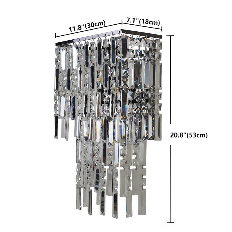 Cascading Waterfall K9 Crystal Wall Sconce, Modern Luxury Hardwired Wall Light