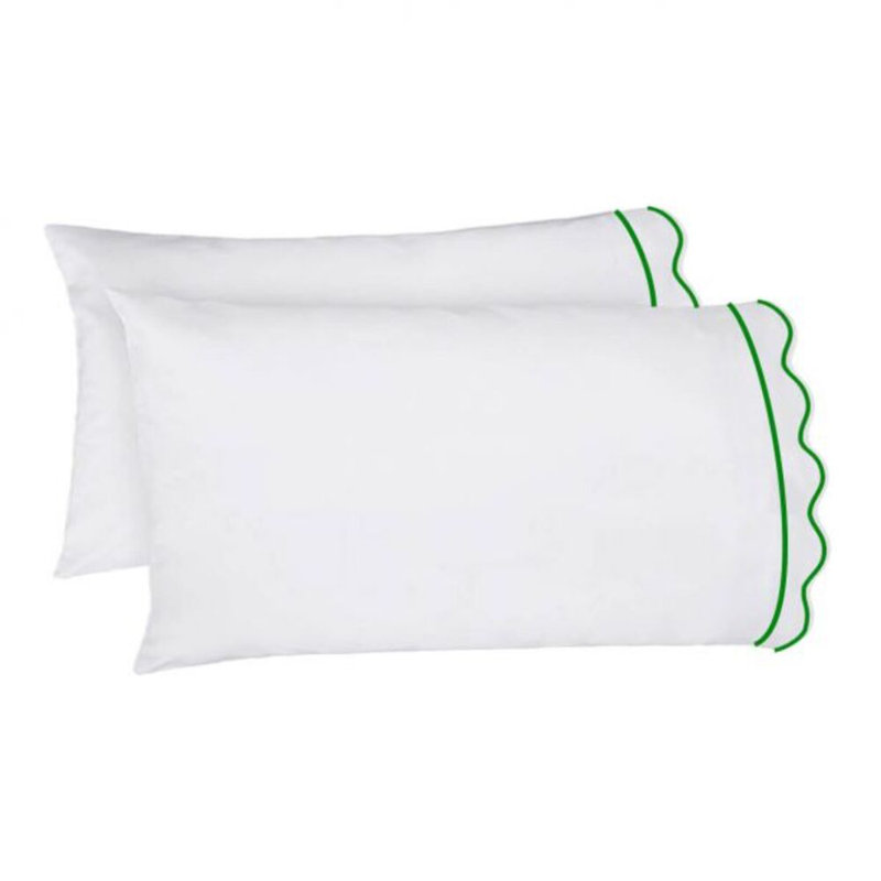 400TC Cotton Scallop Embroidery & Border Cotton 4 Piece Sheet Set Fitted Sheet Fits Upto 16" Deep Pocket, King Sheet Set
