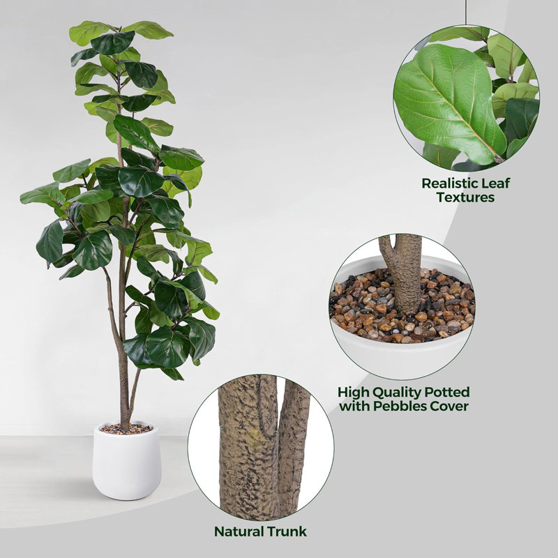 60" Artificial Fiddle Leaf Tree, 72" x 24"