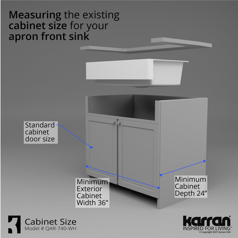 Karran Quartz 34'' X 21-1/4'' Single Bowl Retrofit Farmhouse/Apron Front Kitchen Sink Kit, White