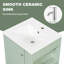 Meuble-lavabo simple autoportant vert 20 po avec lavabo et rangement en céramique