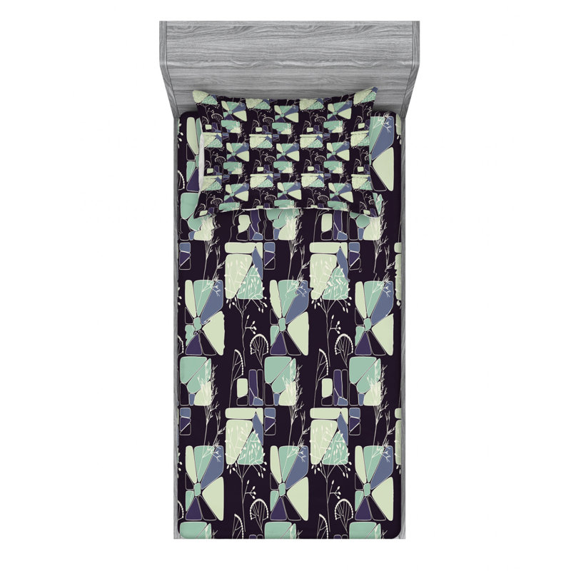 Microfiber Geometric Sheet Set, Twin Sheet Set + Fitted Sheet + 1 Pillowcase