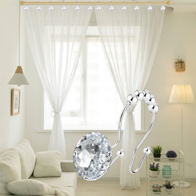 Anneaux de rideau de douche pour salle de bain, 12PCS double crochets coulissants anti-rouille en cristal strass Anneaux de rideau de douche crochets pour rideaux de douche, vêtements, serviettes, etc. (transparent)
