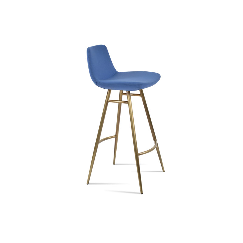 Tabouret de bar et de comptoir Pera Galata en laiton, Bleu ciel, Comptoir Stoll (siège d'une hauteur de 24 po)