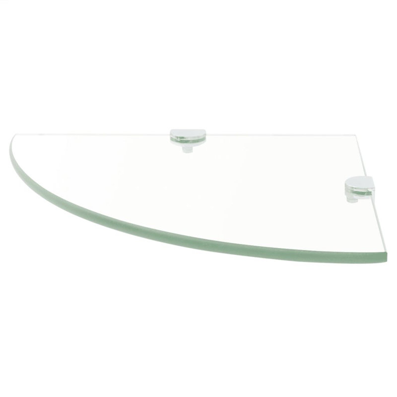 Brylee Glass Corner Shelf, Clear, 0.8cm H x 35cm W x 35cm D