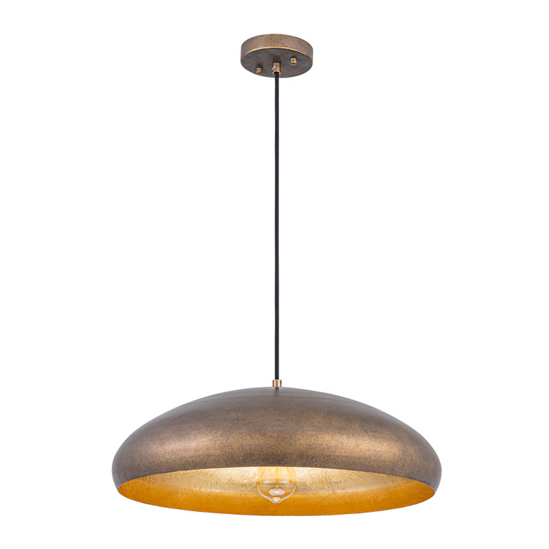 1-Light Dome Single Pendant, Antique Gold