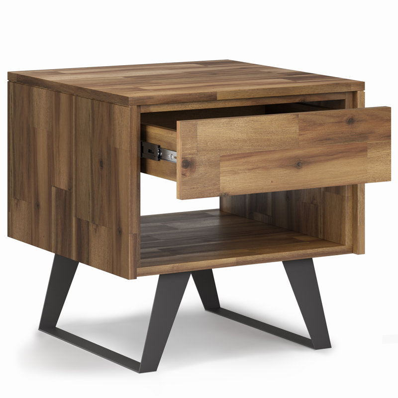 Moderne - table de bout - blé doré vieilli, Marron clair