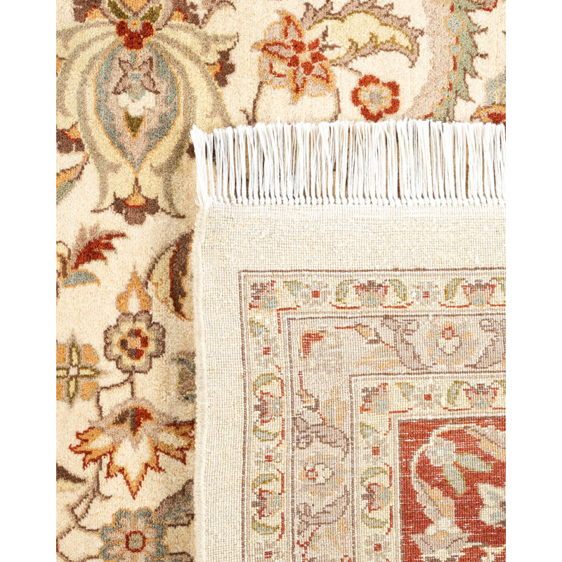 Hayner One-of-a-Kind Hand-Knotted New Age 9'2" x 12'2" Wool Area Rug in Ivory/Orange