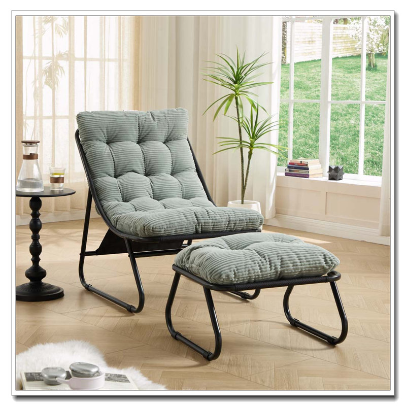 Chaise longue d'extérieur avec repose-pieds pour patio, Vert clair