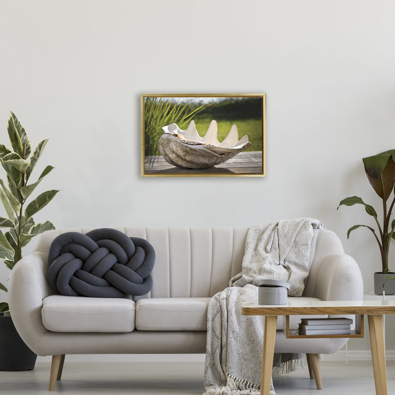 Cadre flottant Sea Treasure Shell, design par Seven Trees Design, H 17 po x l 25 po, Cadre flottant métallique doré