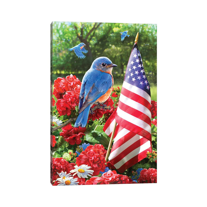 Patriotic Bluebird - Print on Canvas, Wrapped Canvas, 30.48 cm H x 45.72 cm W