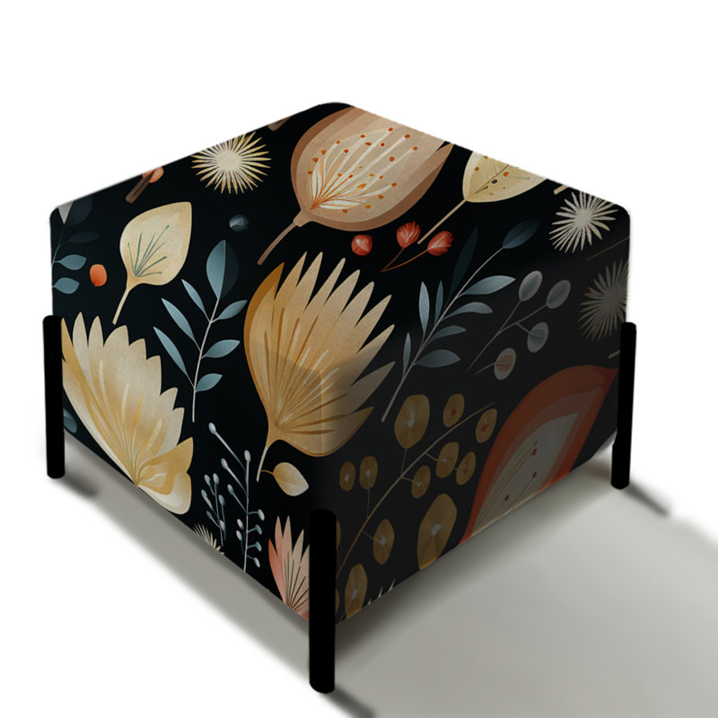 Peach & Black Vintage éclectique Blooms Mix Collage - repose-pieds carré éclectique