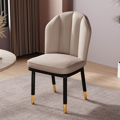 Chaise d'appoint à dossier beige uni (ensemble de 2)