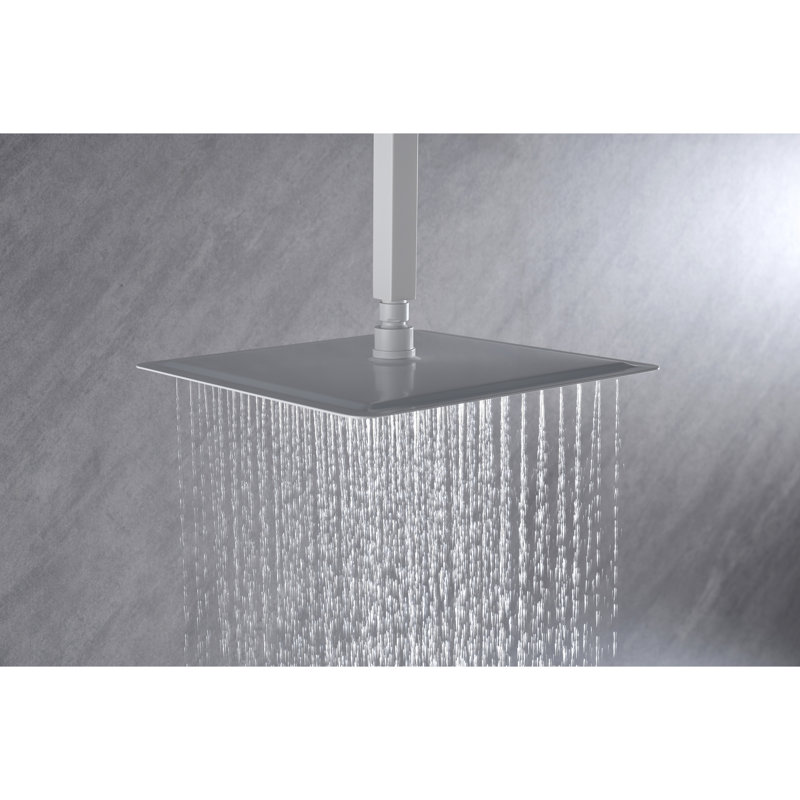 Pomme de douche en acier inoxydable - haute, autonettoyante, salle de bain, 12 x 12 po, salle de bain blanche avec fonction