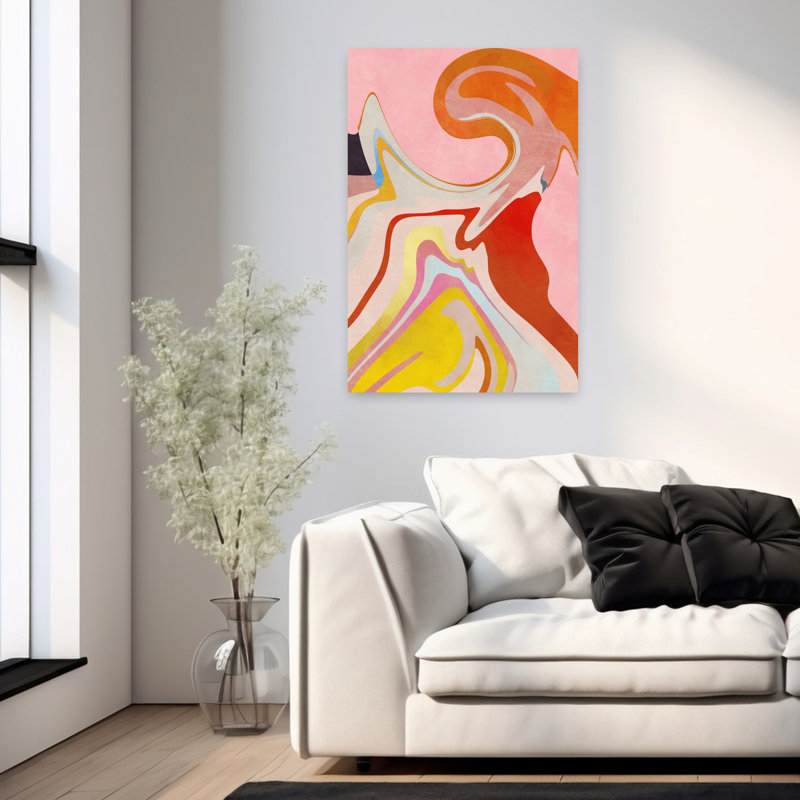 Art contemporain abstrait géométrique coloré, H 36 po x l 24 po