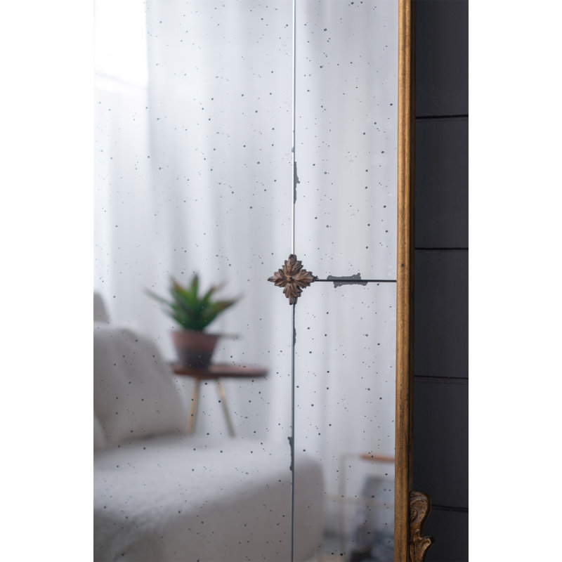 Miroir pleine grandeur 76 po x 40 po, miroir de plancher en métal doré antique pour le salon, la chambre à coucher