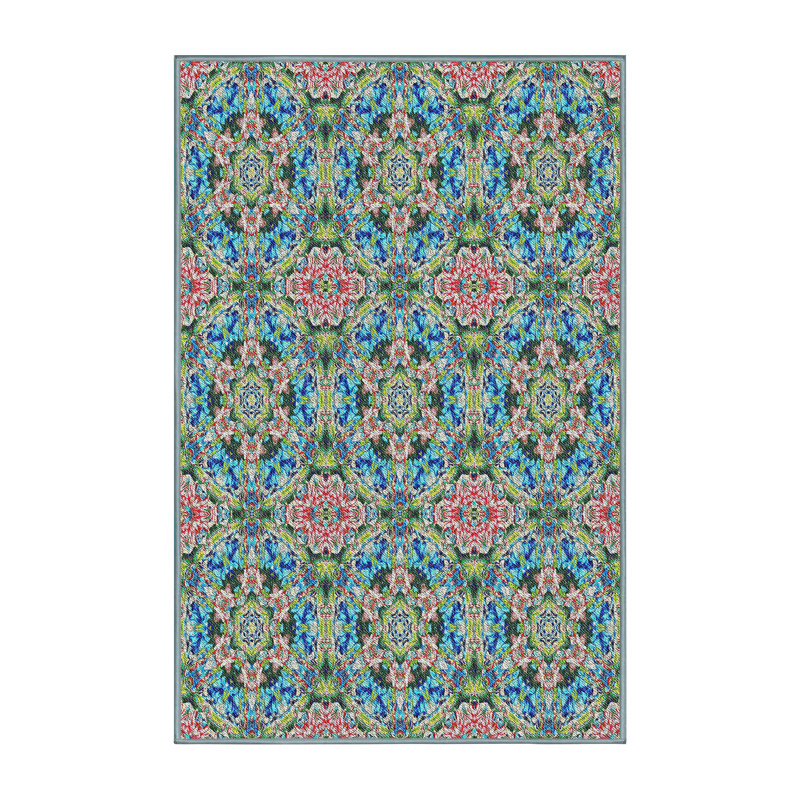 Tapis bleu/vert/orange Trafecanty, Rectangle 5 pi x 7 pi