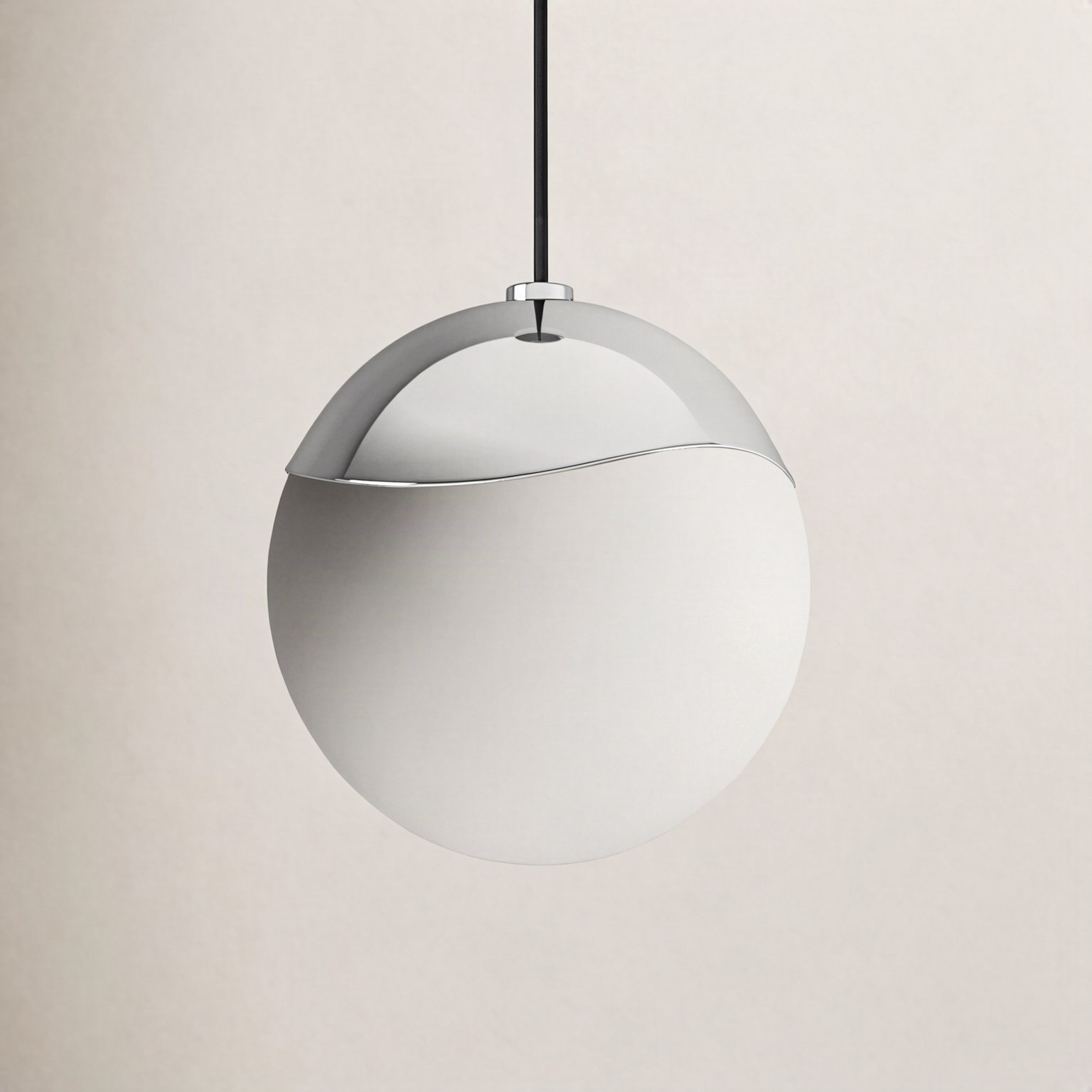 Taza Single Light Glass Dimmable Pendant, Polished Nickel, 8" H x 7.5" W x 7.5" D