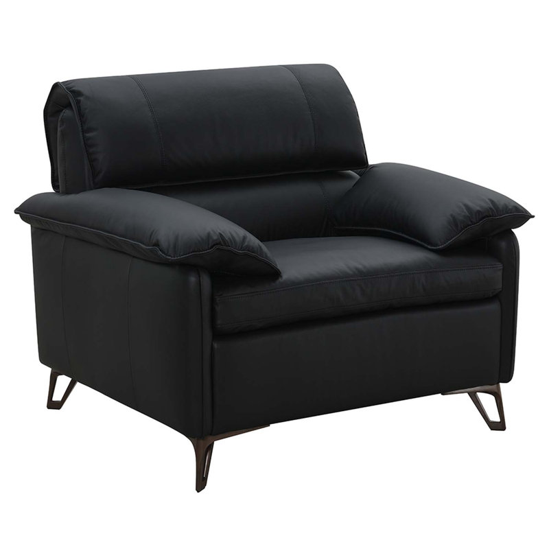 Chaise Eilene, cuir fleur noir