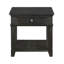 Table en bois classique avec finition gris anthracite, tiroir, tablette et options de chargement