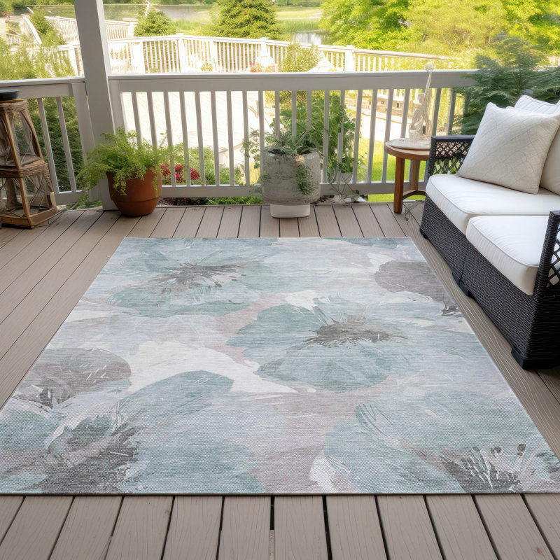 Tapis écume de mer intérieur / extérieur lavable à la machine Claudian ACN1557, Rectangle 5 pi x 7 pi 6 po