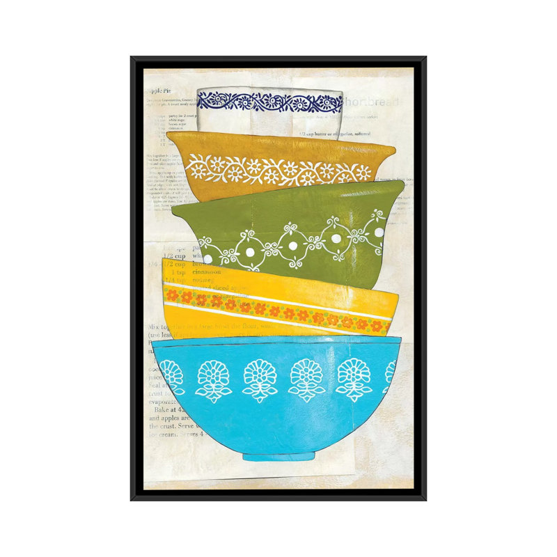 « rétro ware iii », reproduction d’impression sur toile, H 26 po x l 18 po x P 1,5 po, Toile avec cadre noir, Pas de tapis