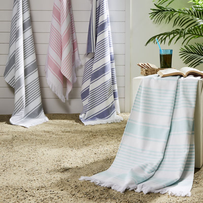 Ozdilek Turkish Peshtemal Towel 4-Piece Set – 100% Cotton, Luxury Quick Dry & Fade-Resistant, Summer Spa Peshtemal Towels, Comfortable Cotton Versatile Towel Set (Blue-Grey-Pink-Green)