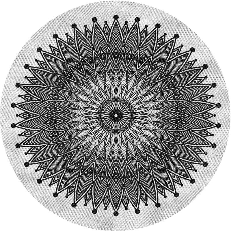 Laine tissée à la main et polyester noir/gris Tapis décoratif, Rond 8 pi