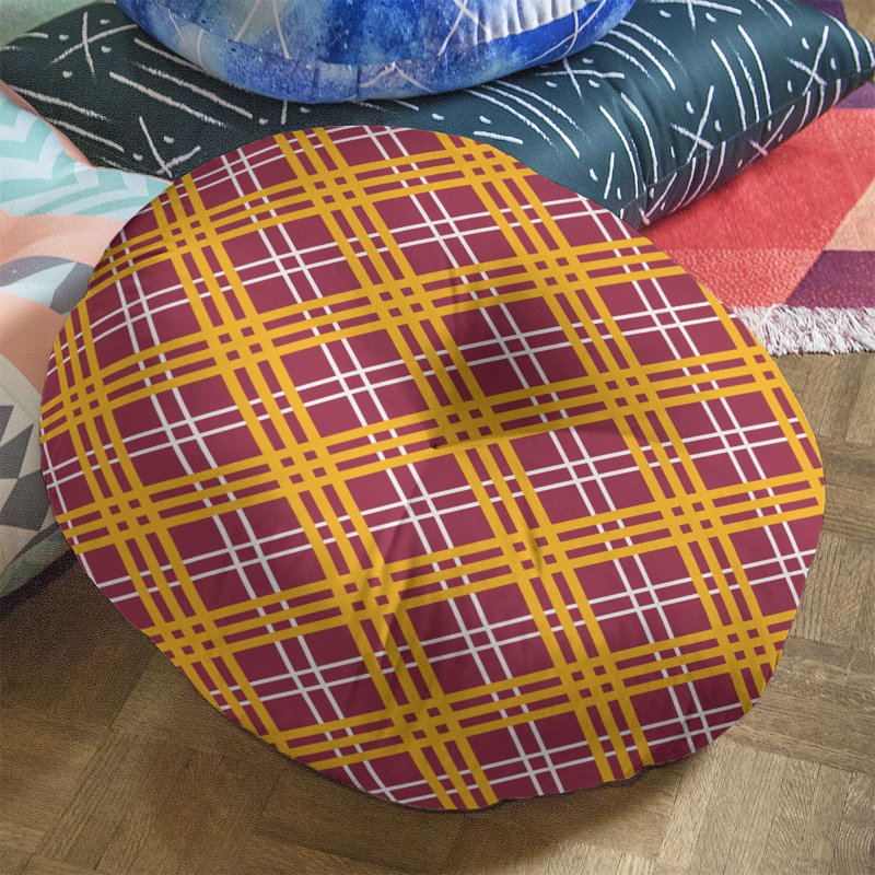 Housse de coussin ronde en Arizona football Luxury, 30 po x 30 po, Rouge / Blanc / Jaune