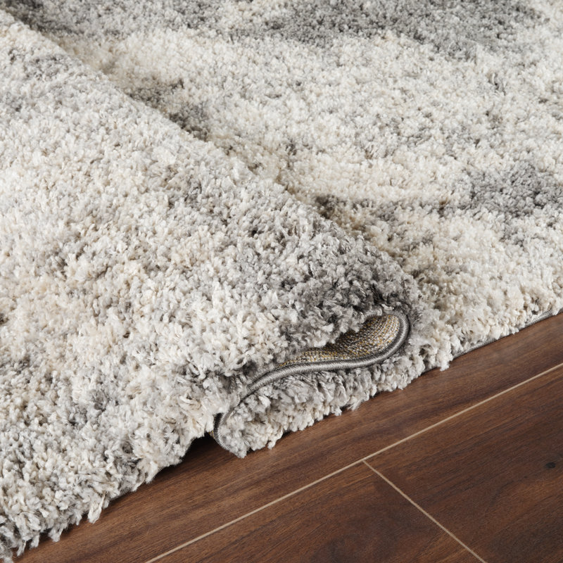 Shag Adrian Grey/Beige Rug, Rectangle 7'10" x 10'