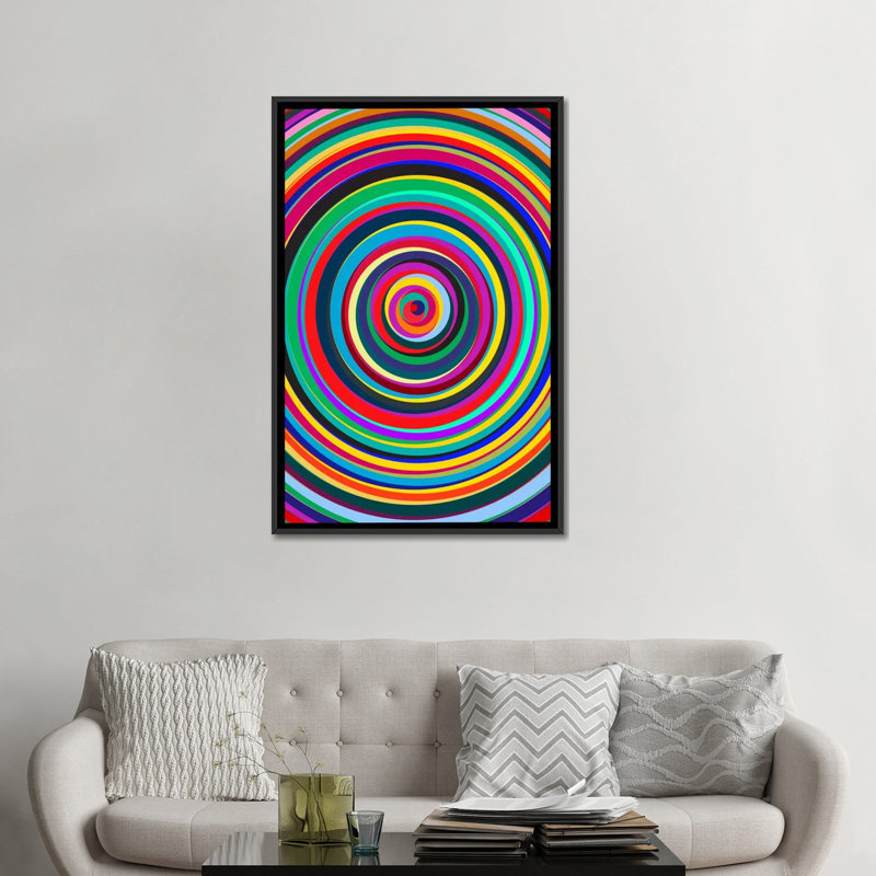 « cirque », impression sur toile, H 26 po x l 18 po x P 1,5 po, Toile avec cadre noir, Pas de tapis