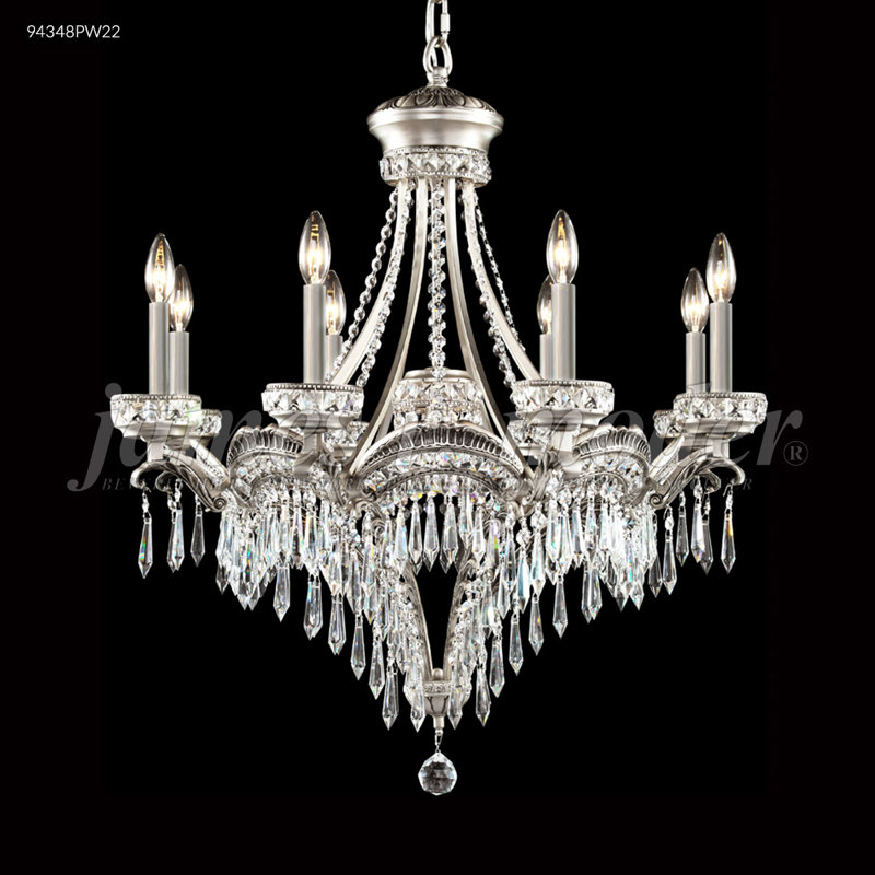 Dynasty Cast Brass 9 - Light Chandelier, Pewter, Swarovski Spectra